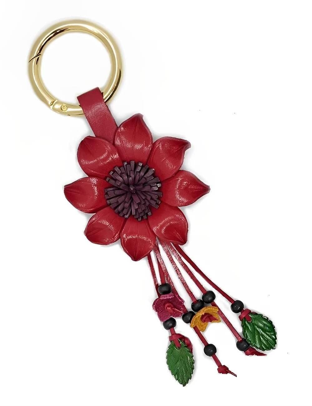 5258 Leather Flower Keychain Purse Tassels Charms Handbags Designer Bag